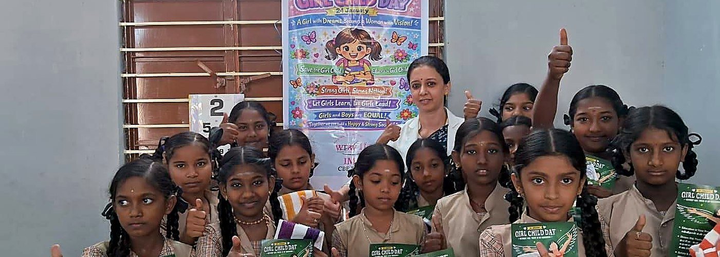 Government school students marking National Girl Child Day with JayamHari Foundation